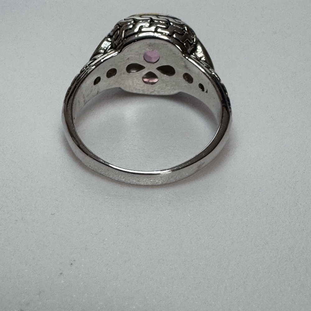 925 Cushion Checkerboard Cut Pink Morganite Ring - Picture 6 of 7